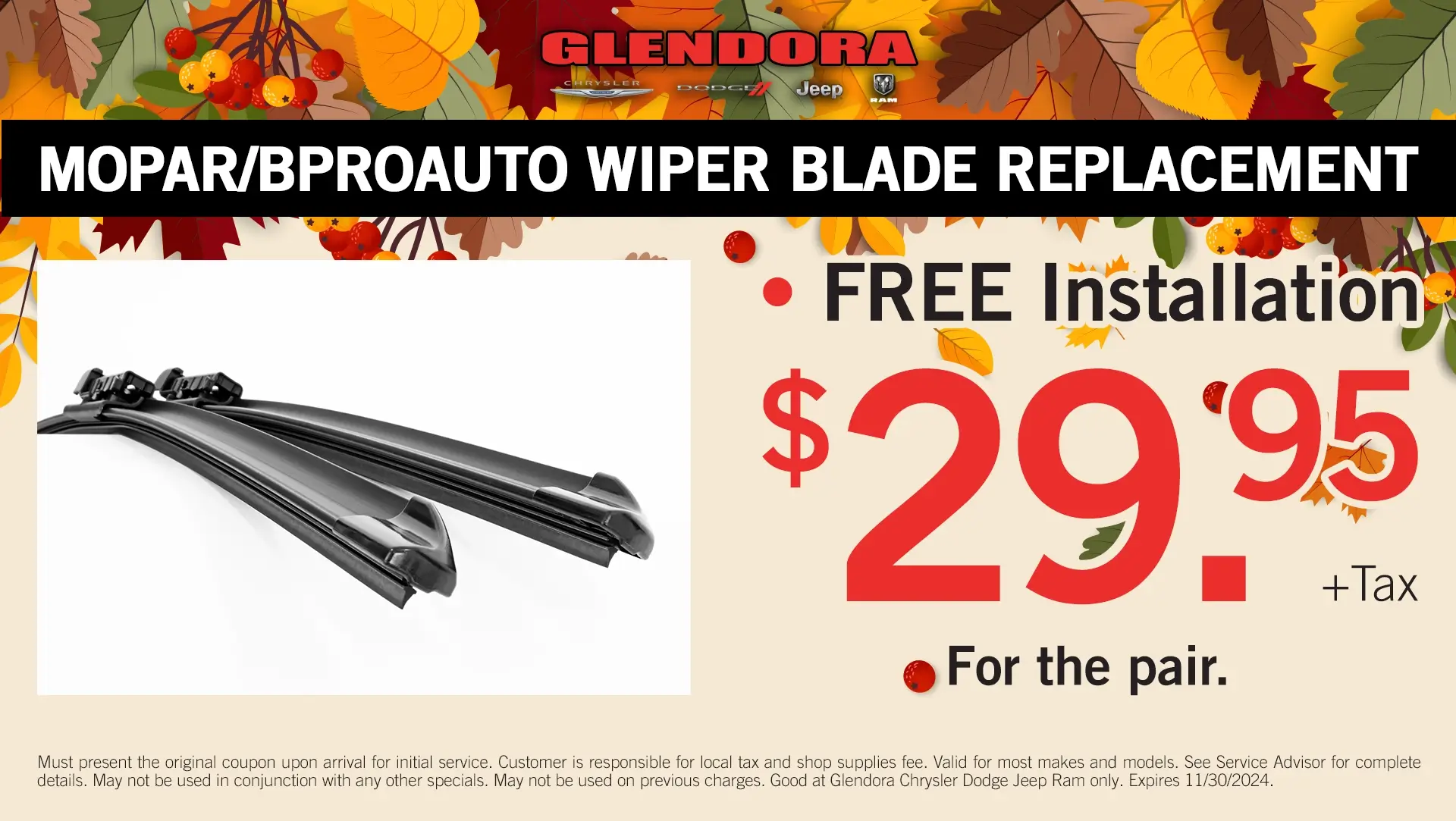 Mopar/bproauto Wiper Blade Replacement